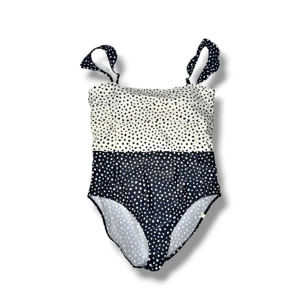 Summersalt The Ruffle Oasis One-Piece Swimsuit Black Cream Polka Dot Women’s 12 - Picture 5 of 10